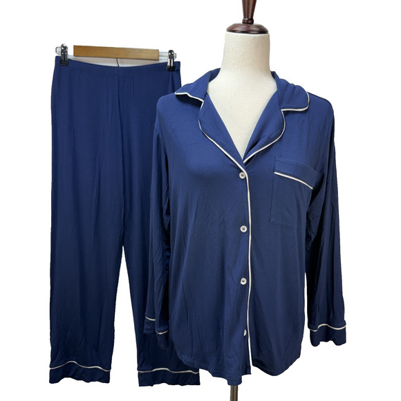 Eberjey Other - Eberjey Womens Gisele Tencel Modal Long Sleeve PJ Set Size XS Navy Ivory Pajamas